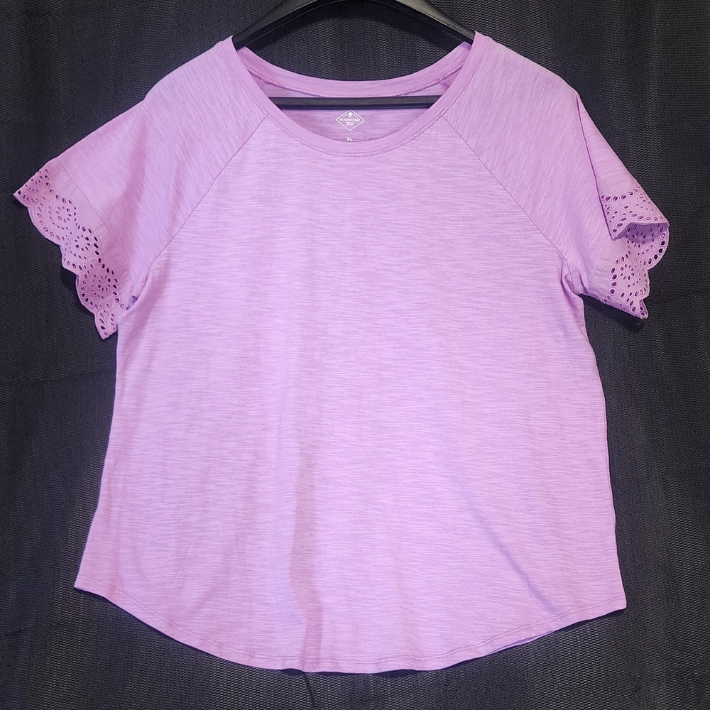 St. John's Bay Lilac Eyelet Sleeve Tee